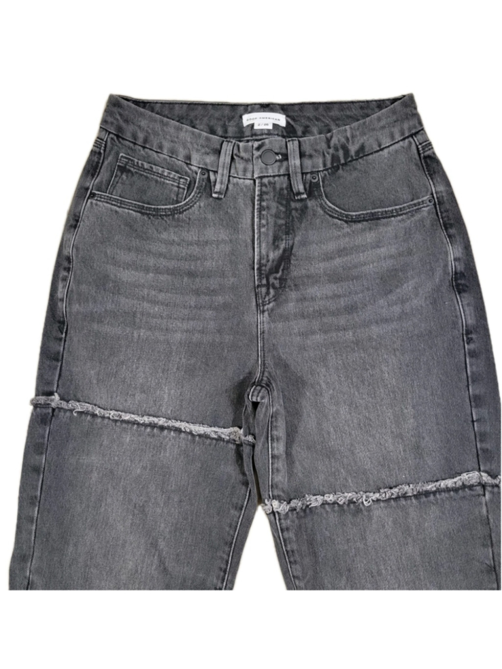 Good American Women's Straight Leg Fray Ankle Gray Jeans 2/26 Waist 26 Inseam 31 - Picture 9 of 11